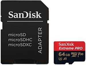 Tarjeta de memoria SanDisk Extreme PRO 64 GB microSDXC UHS-I + adaptador SD, velocidad de lectura hasta 100 MBs, Clase 10, U3, V30 y A1